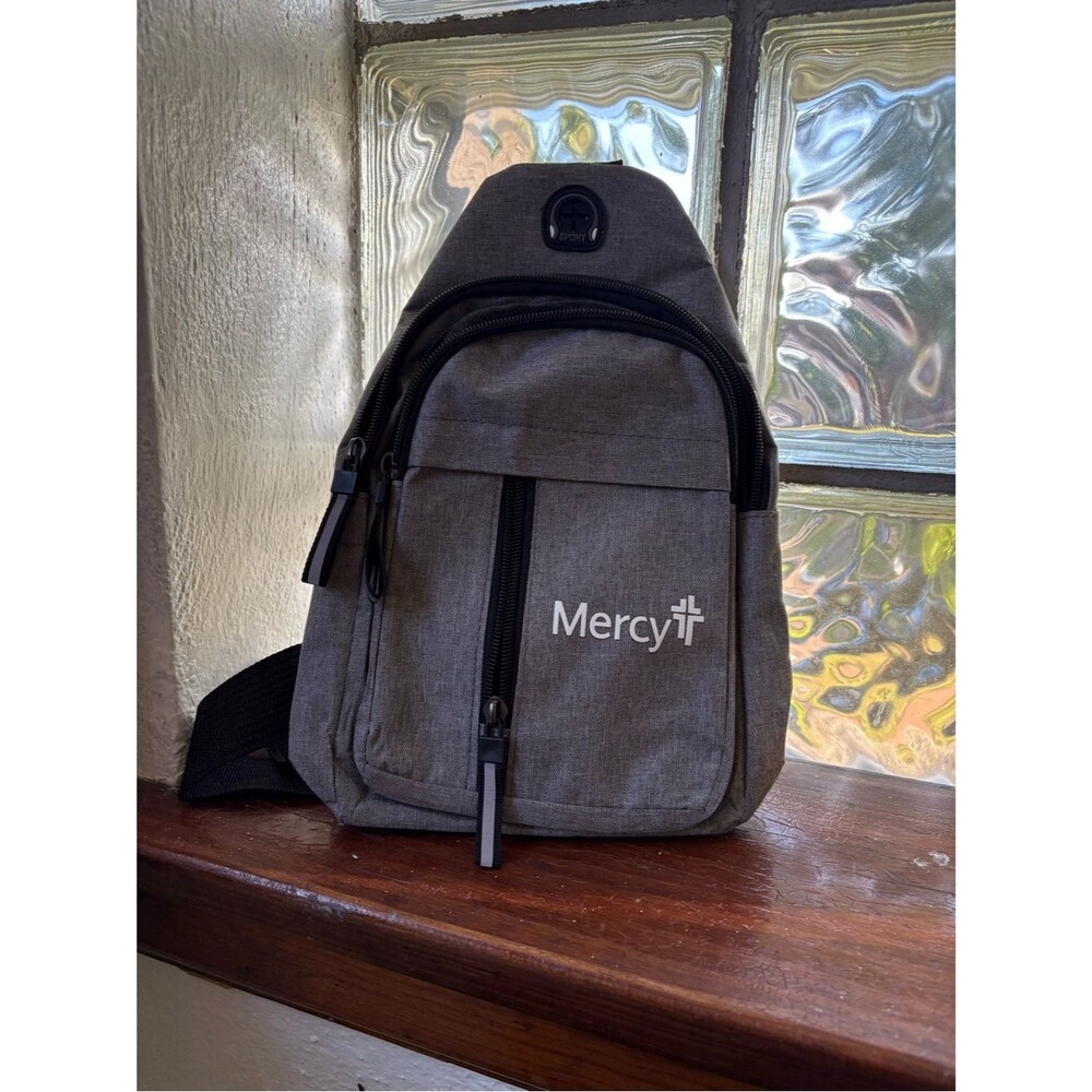 Gray Mercy Hospital Crossbody Sling Bag with Adjustable Strap